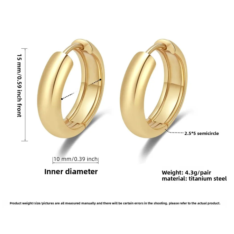 Luxury Titanium Steel Geometric Earrings Gold 10m'm