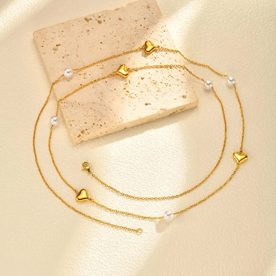 Geometric Stainless Steel Beaded Necklace