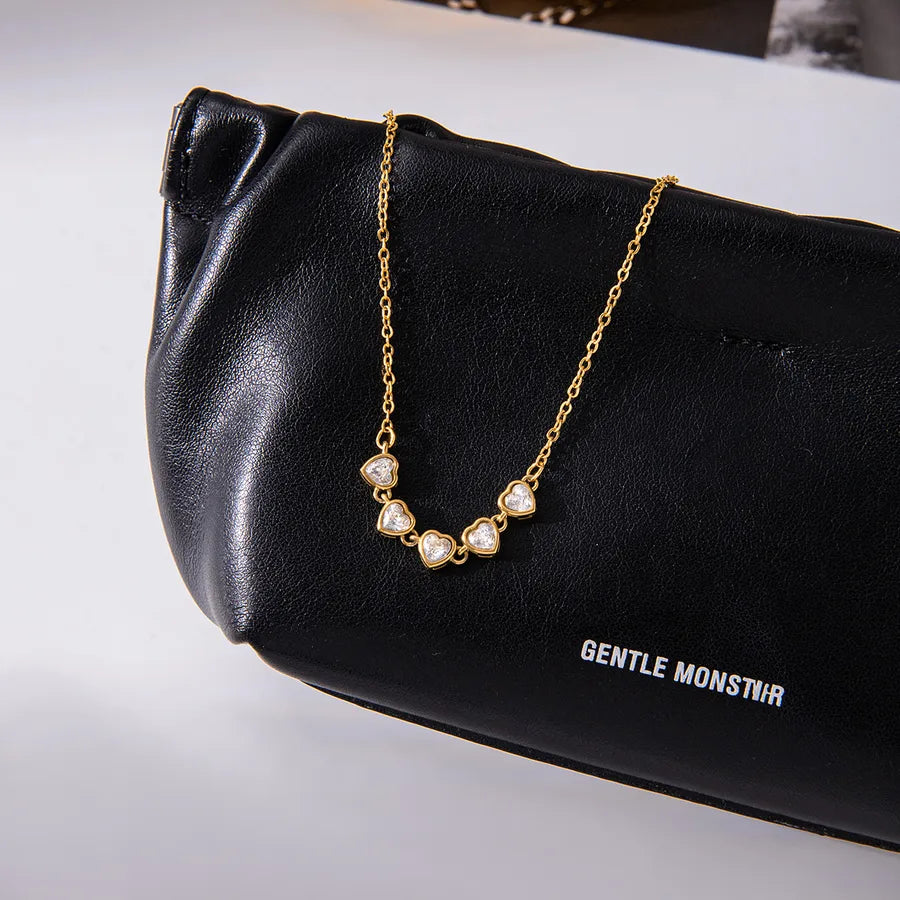 18K Gold Heart Tennis Necklace for Women