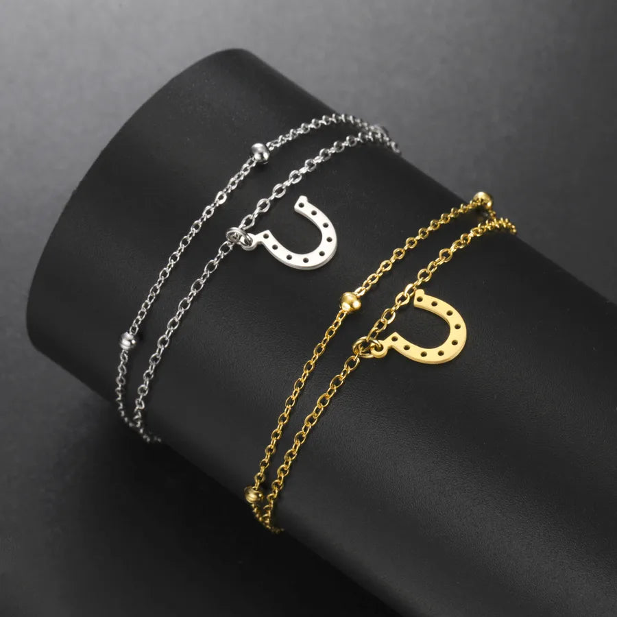 Double Layer Star Pendant Stainless Steel Bracelet