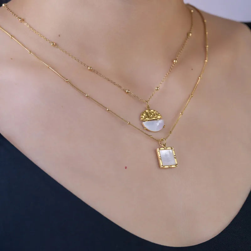 Women's Rectangle Pendant Stainless Steel Necklace