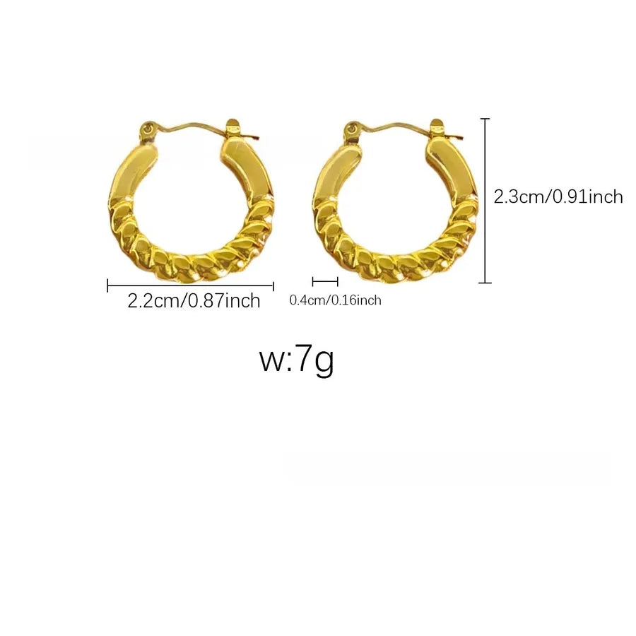Elegant Gold Titanium Steel Hoop Earrings