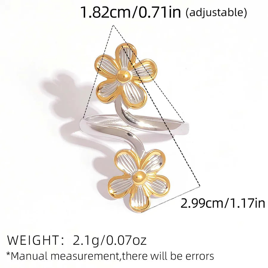 18K Gold Plated Stainless Steel Flower Ring