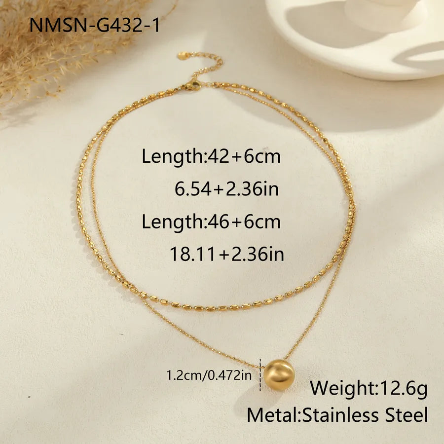 Minimalist Gold Beaded Stainless Steel Necklace NMSN-G432-1 Gold Necklace