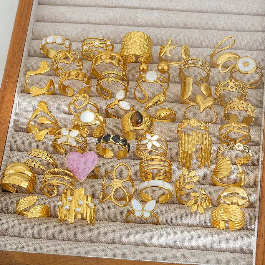 Adjustable 18K Gold Stainless Steel Ring