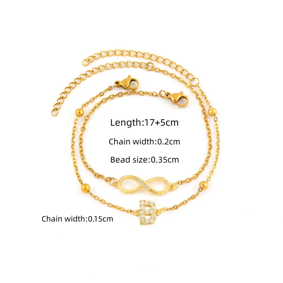 Gold Initial & Infinity Bracelet Set for Women Gold B