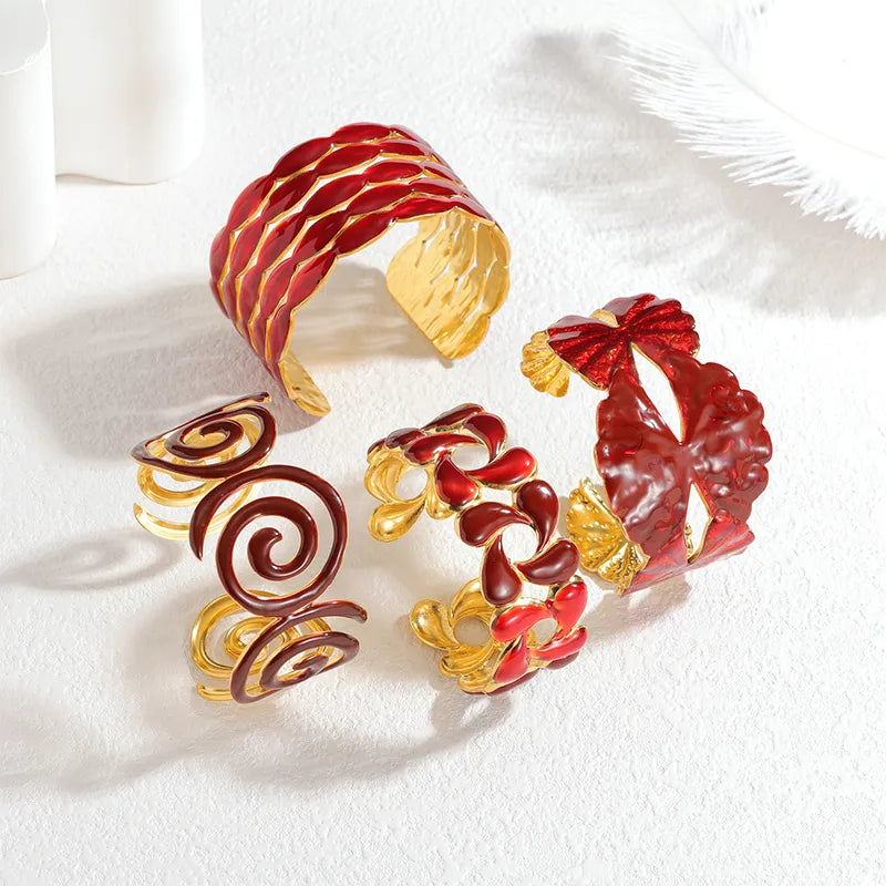 Gold Spiral Open Bangle Bracelet for Women