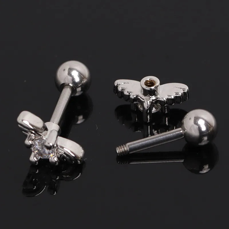 Gold Wing Zircon Stainless Steel Earring