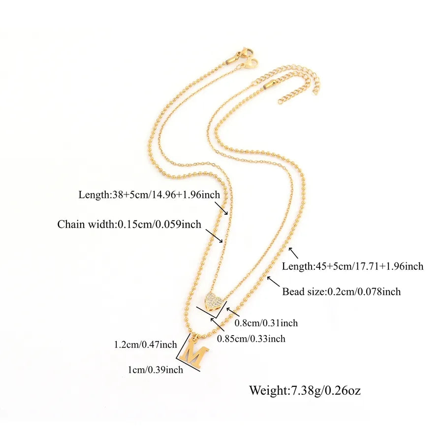 18K Gold Plated Heart & Letter Pendant Necklace