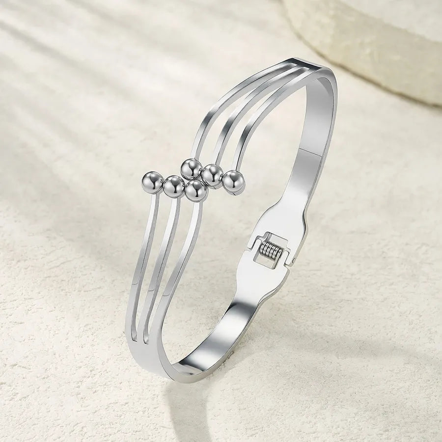 Unisex Gold & Steel Open Bangle Bracelet