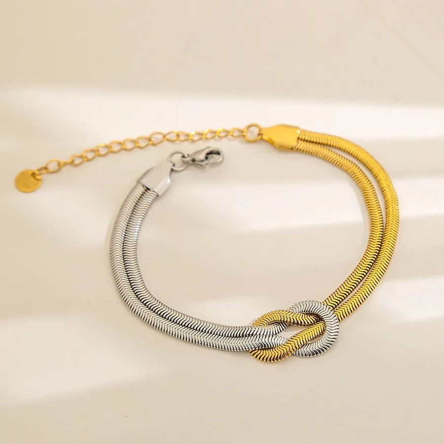 Unisex Gold Snake Chain Knot Bracelet