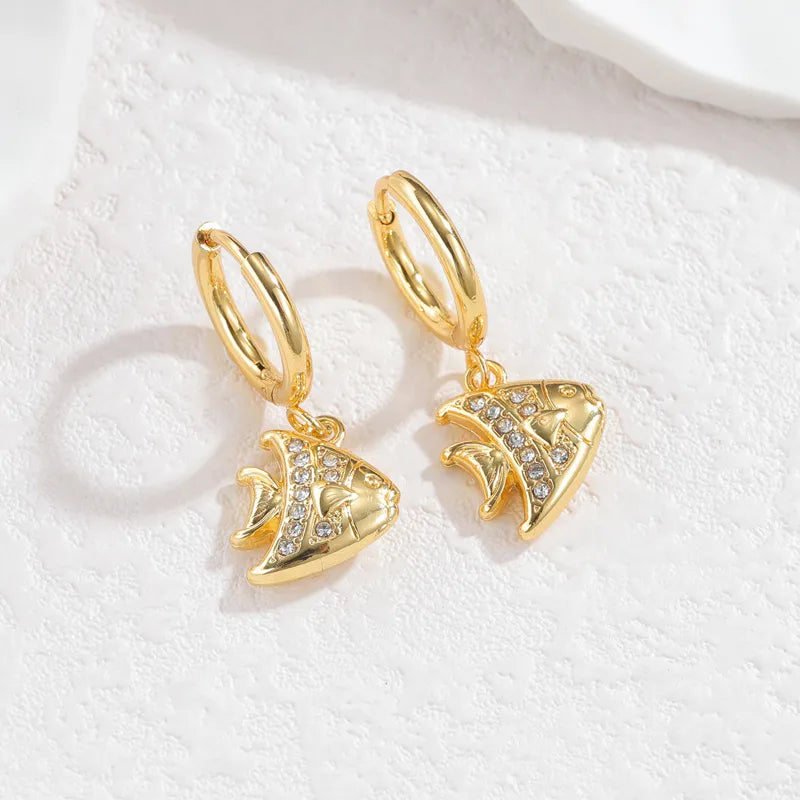 Gold Ocean Animal Earrings – Vintage Beach Style
