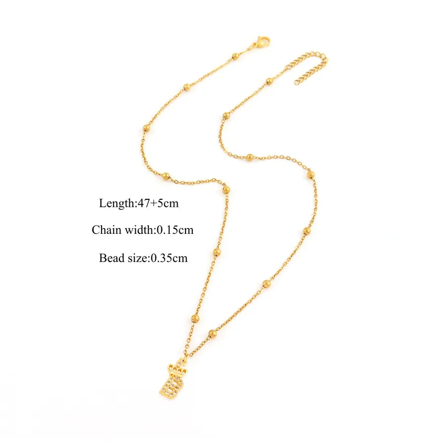 18K Gold Plated Letter Pendant Necklace Gold B