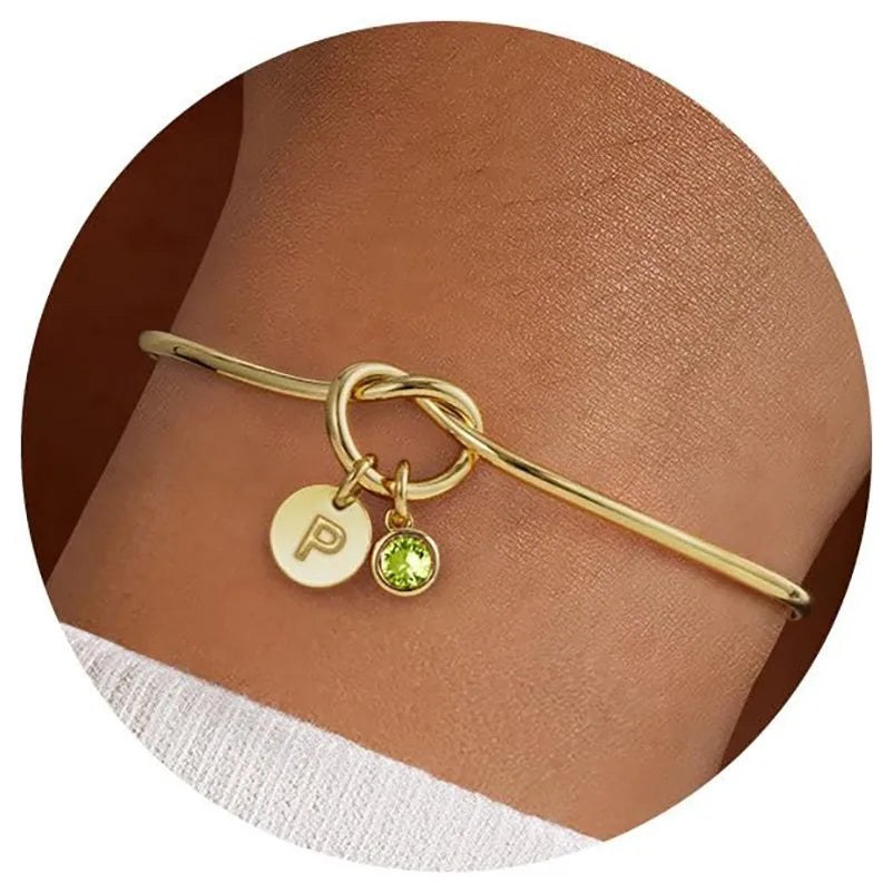 Stainless Steel Birthstone Initial Bracelet