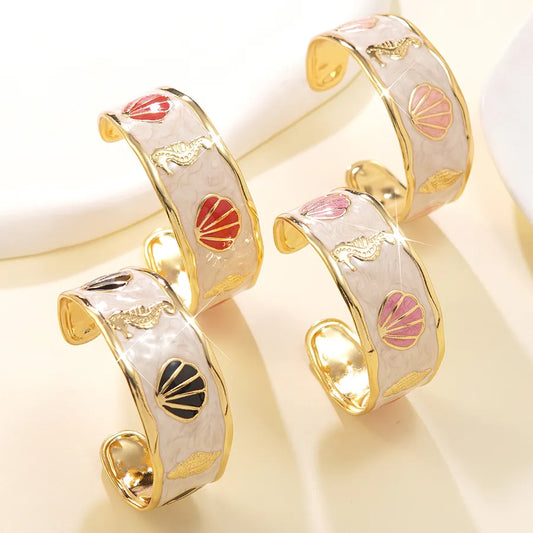 Gold-Plated Conch & Scallop Stainless Steel Bracelet