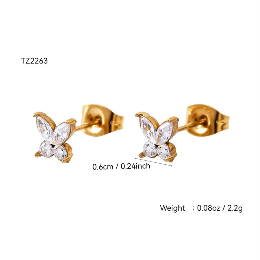 18K Gold Plated Geometric Flower Stud Earrings