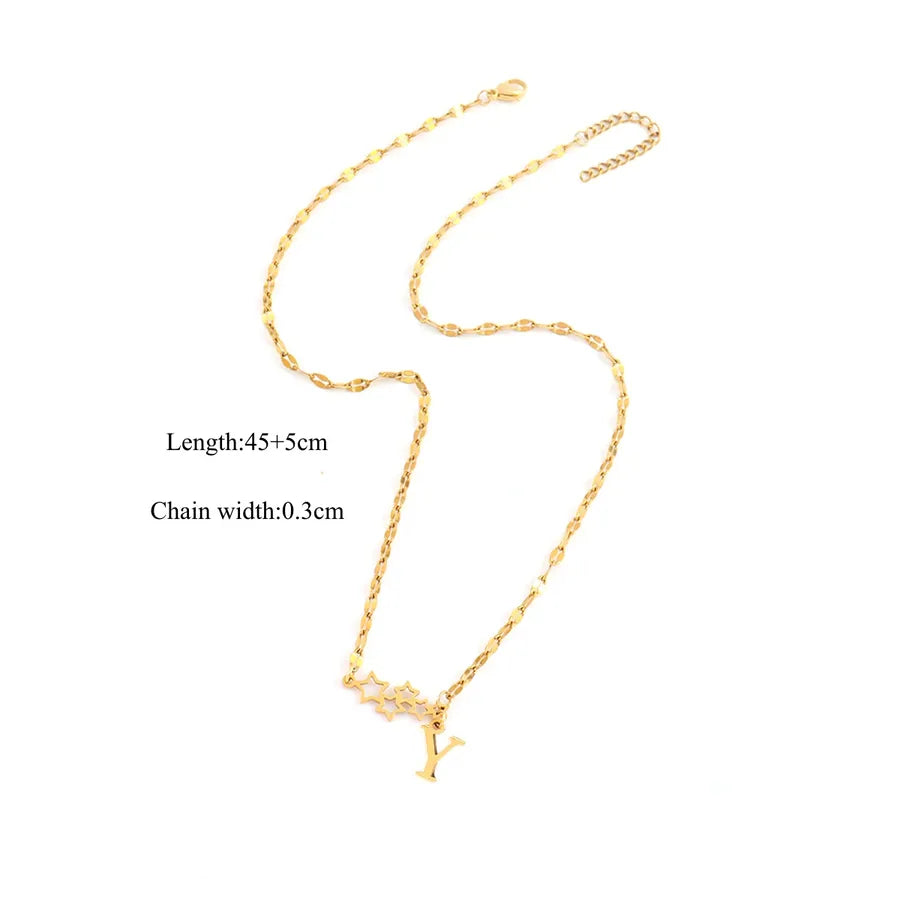 18K Gold Plated Letter & Star Pendant Necklace Gold Y