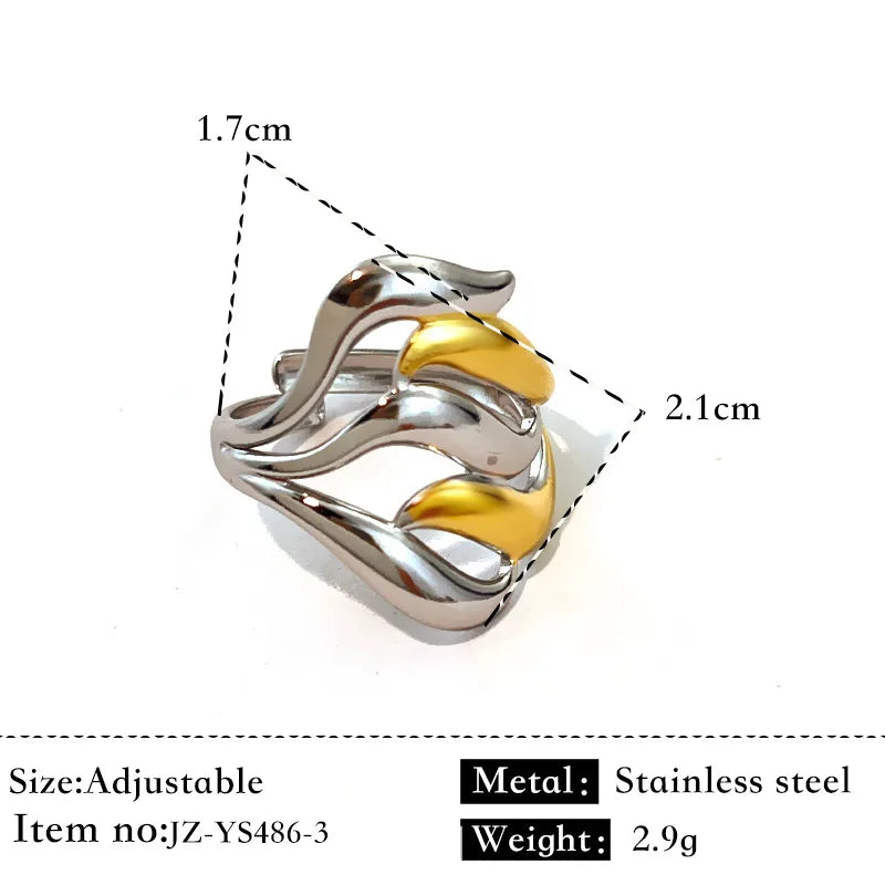 Unisex Geometric Titanium Steel Ring Gold and Silver Color Matching JZ-Ys486-3