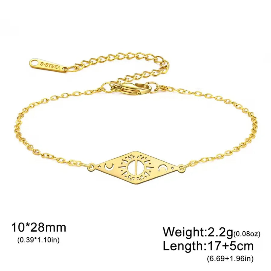 Sun & Moon Gold Stainless Steel Bracelet Gold-Cross chain