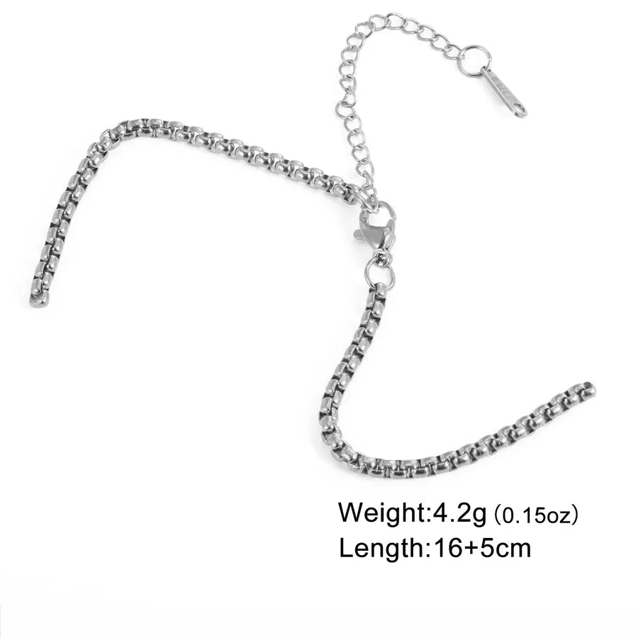 Gold Stainless Steel Cuban Link Bracelet Steel Color Box Chain Open Chain