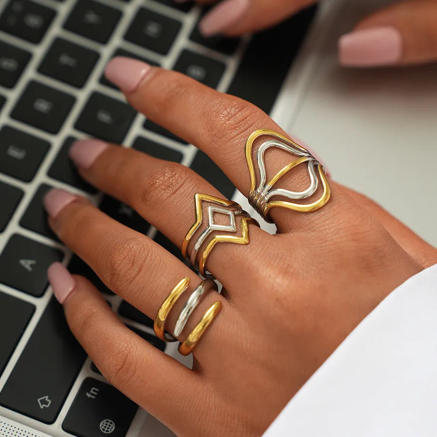 18K Gold Plated Geometric Open Ring