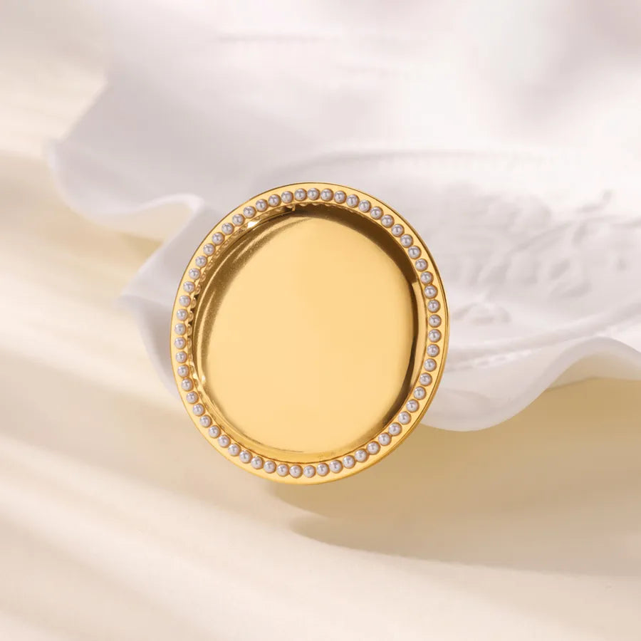 18K Gold Plated Open Ring with Pearl & Zircon