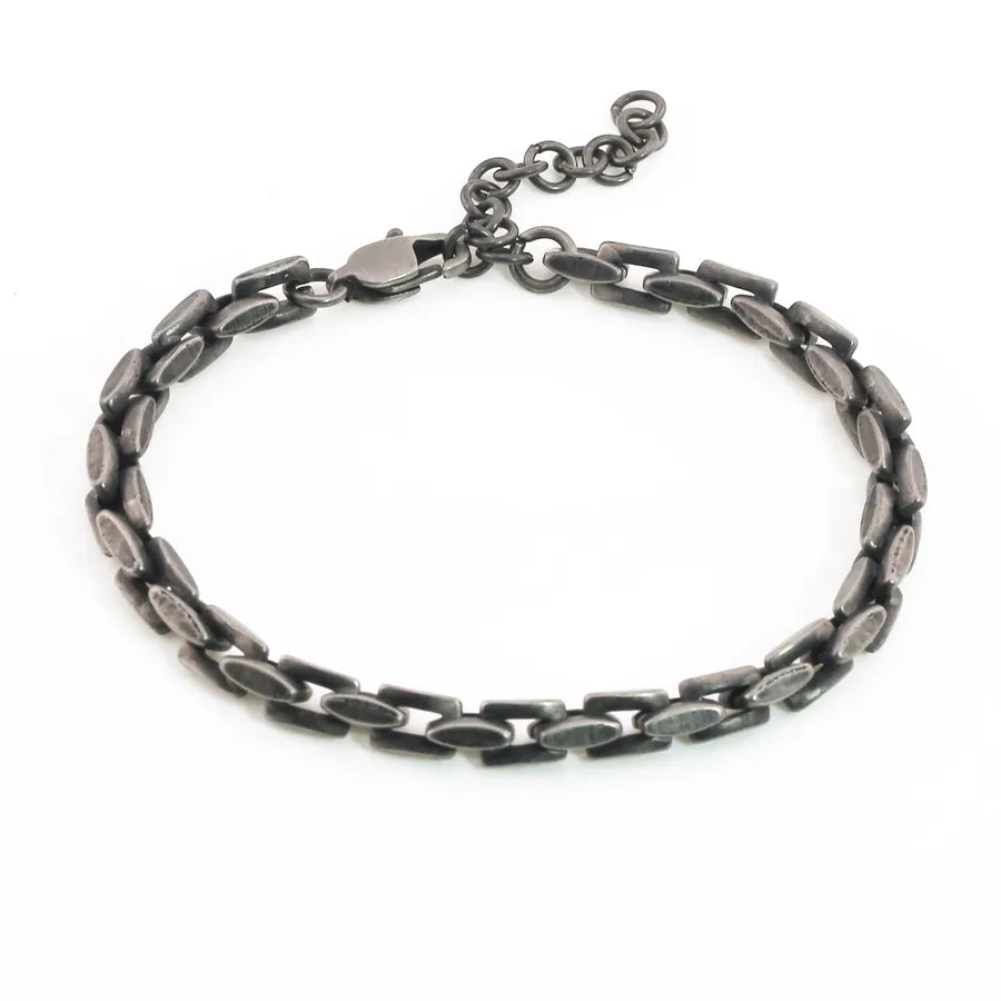 Unisex Titanium Steel Geometric Bracelet Retro Color Batch Angle Chain 5.5mm*18+4cm