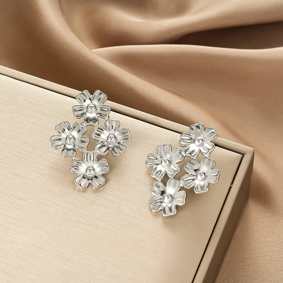 Irregular 18K Gold Plated Stainless Steel Earrings E1388-B (a Pair of Silver Ear Studs)