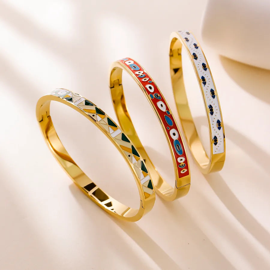 Abstract Geometric 18K Gold Titanium Bracelet