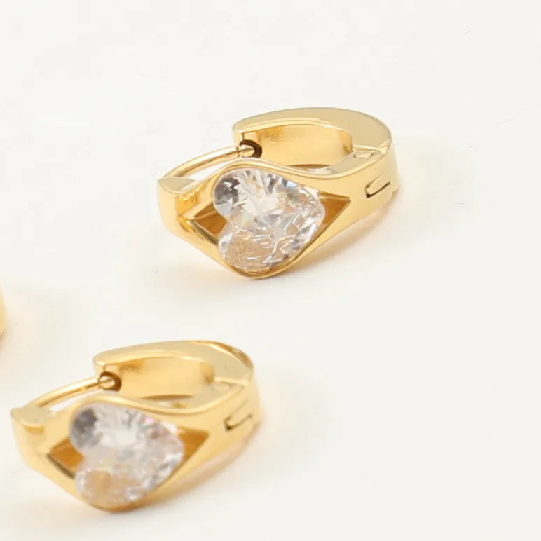 18K Gold Zircon Drop Earrings for Women