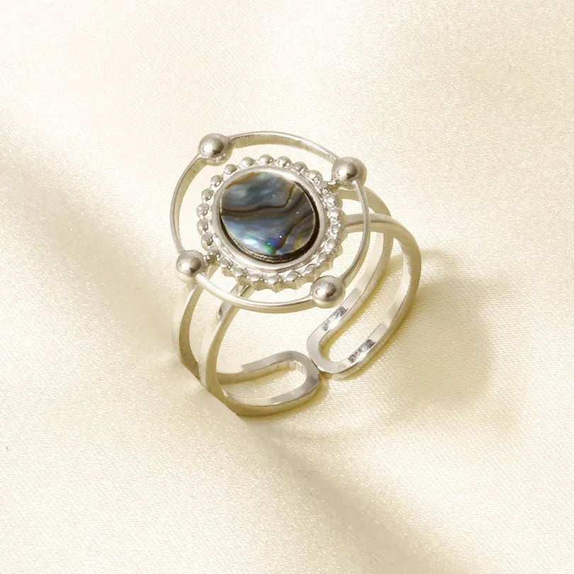 18K Gold Plated Geometric Shell Ring J939-S-B