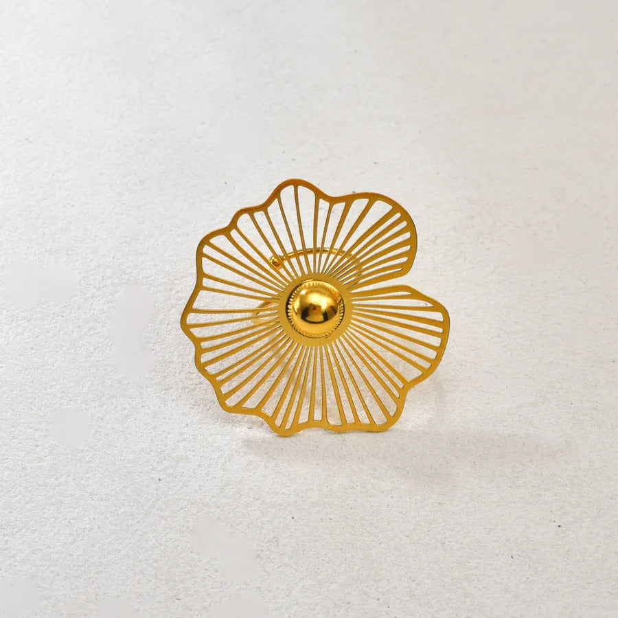 18K Gold Geometric Stainless Steel Ring for Women