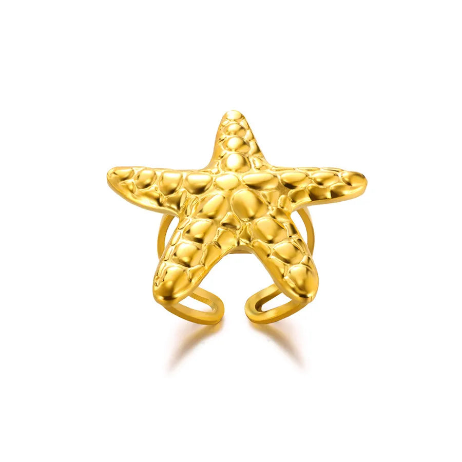 Gold Starfish Adjustable Ring – Stainless Steel 20