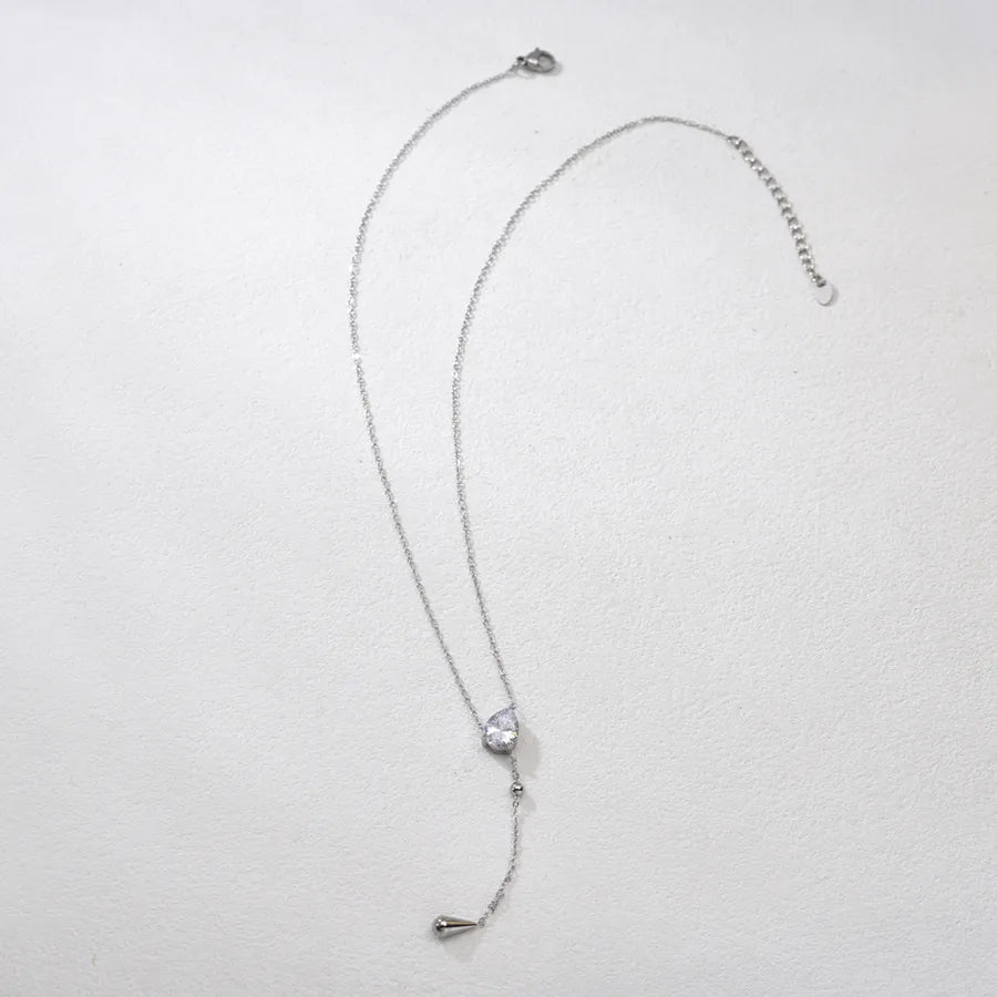 Gold Cross Tassel Necklace – Zircon & Stainless Steel