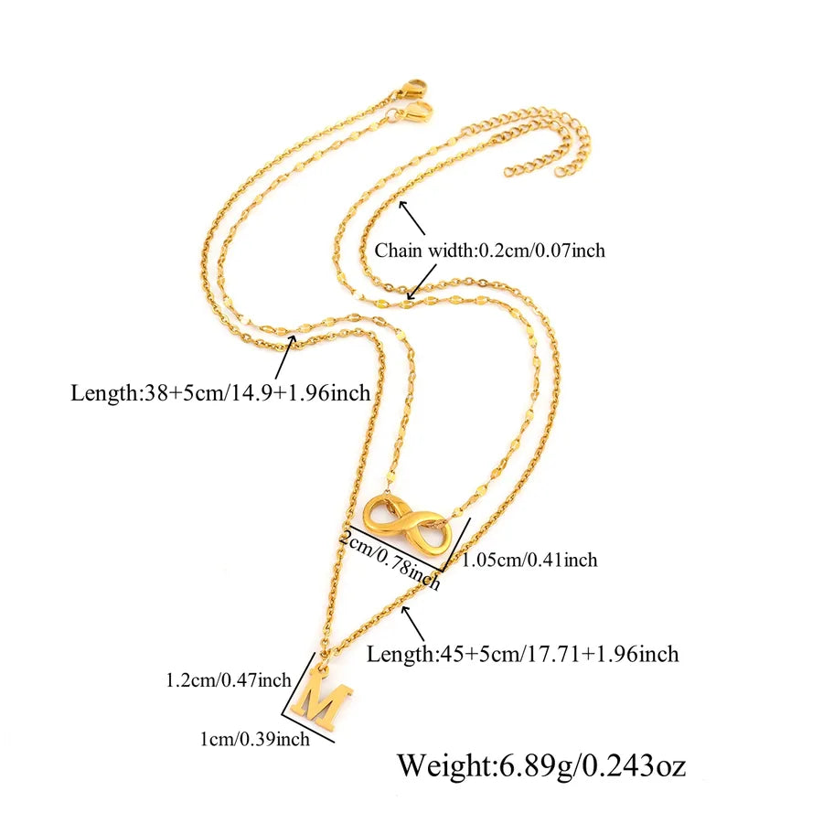 Gold Plated Initial & Infinity Layered Necklace Set