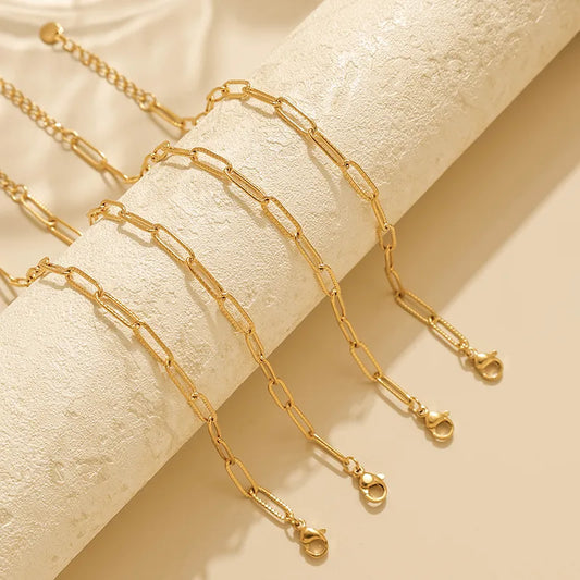 Gold Stainless Steel Geometric Chain Bracelet