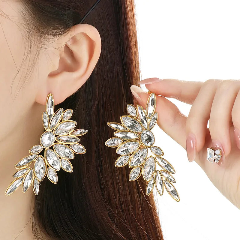 Gold Geometric Floral Drop Earrings