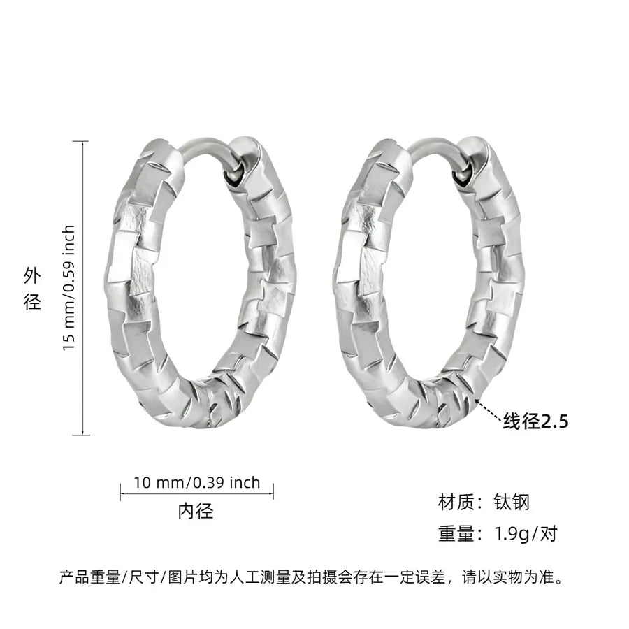 18K Gold Plated Titanium Steel Geometric Earrings Steel Color Inner Diameter 10mm Outer Diameter 15mm