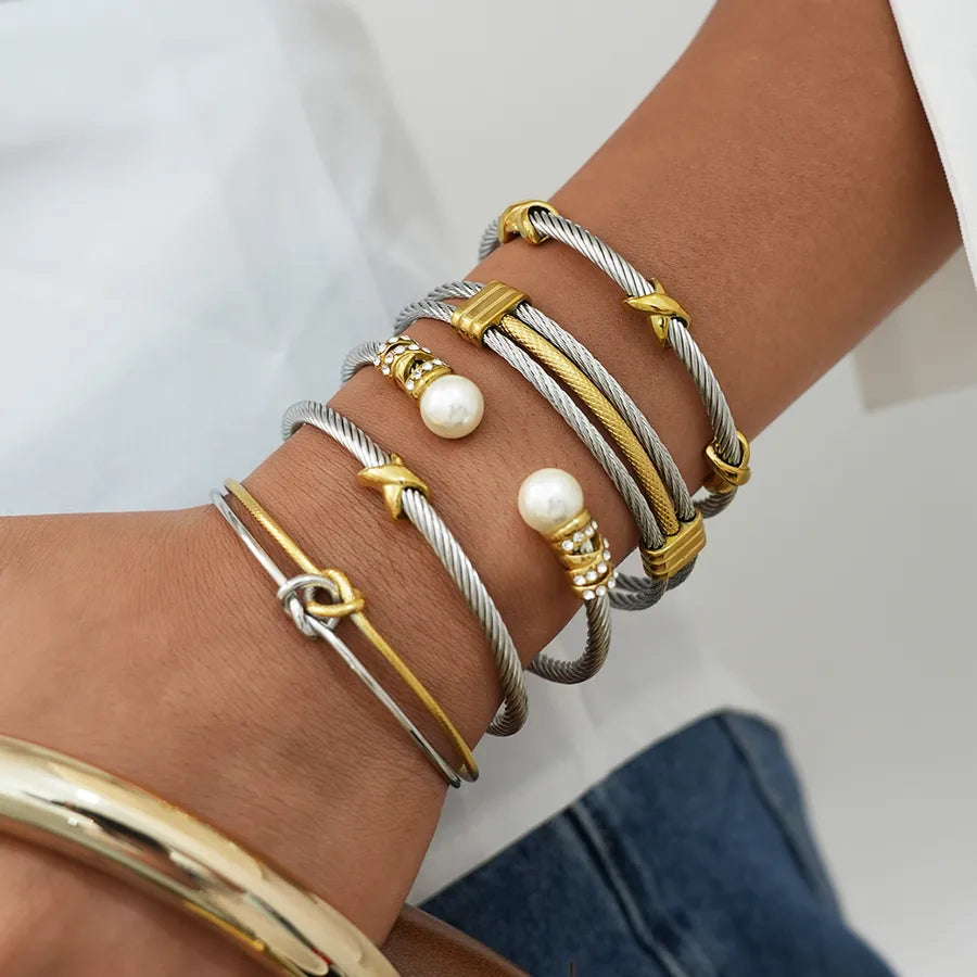 18K Gold Plated Stainless Steel Open Bangle