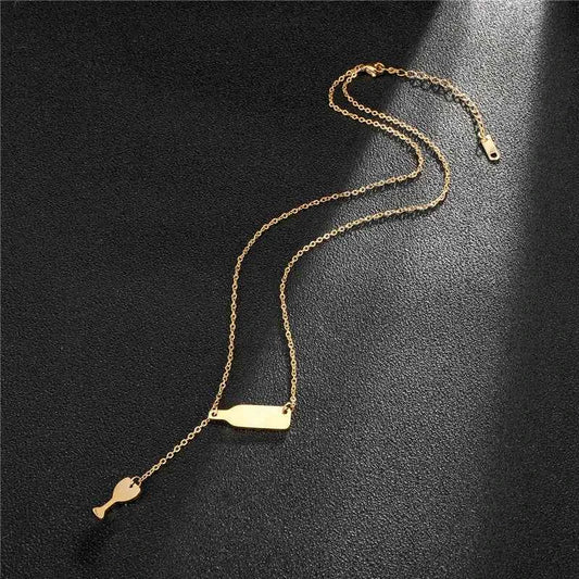 Gold Plated Geometric Bottle Pendant Necklace