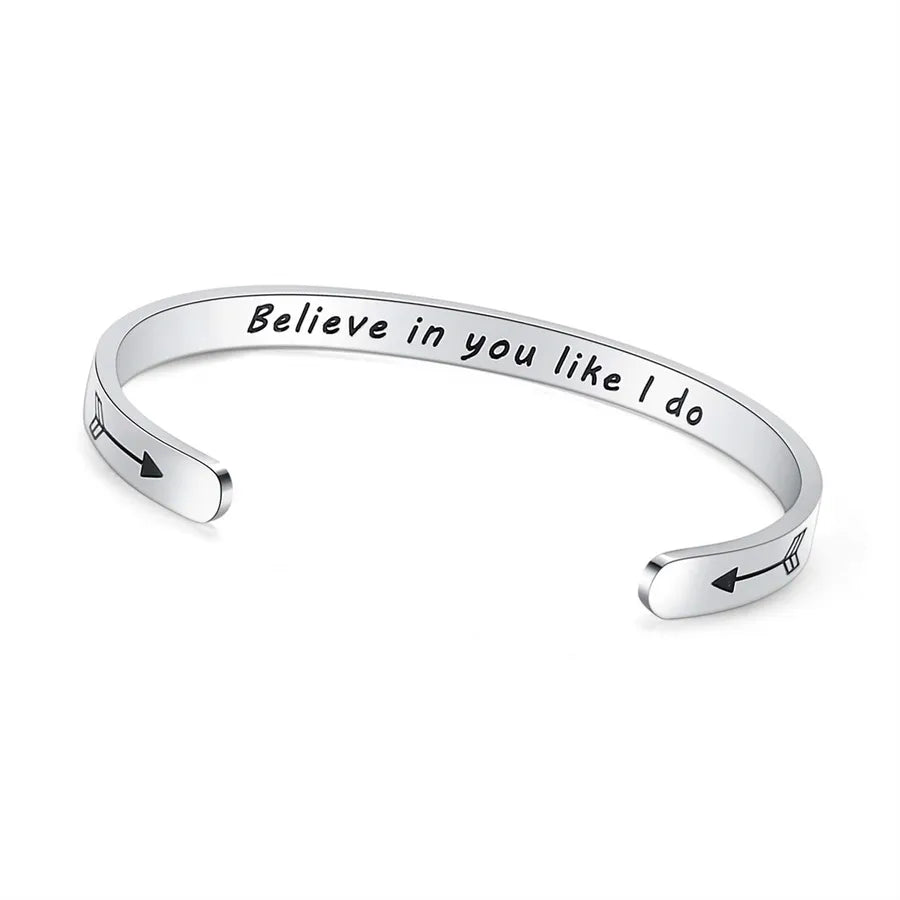 Retro Heart Stainless Steel Bangle 12-Believe in You Like I Do