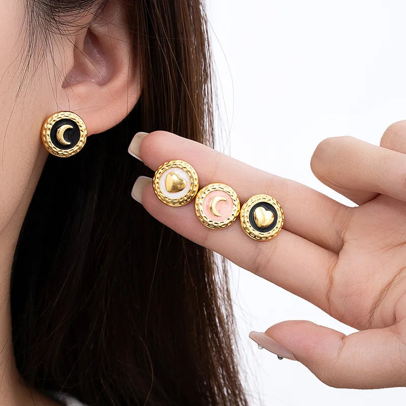 Moon Drop Titanium Stud Earrings