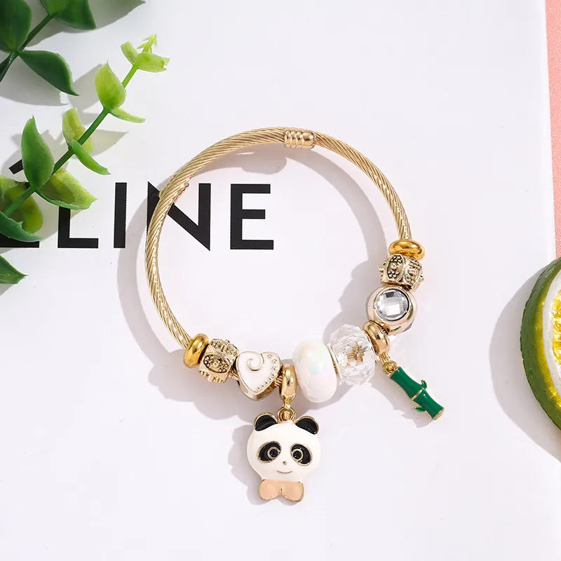 Cute Panda Charm Stainless Steel Bracelet #2