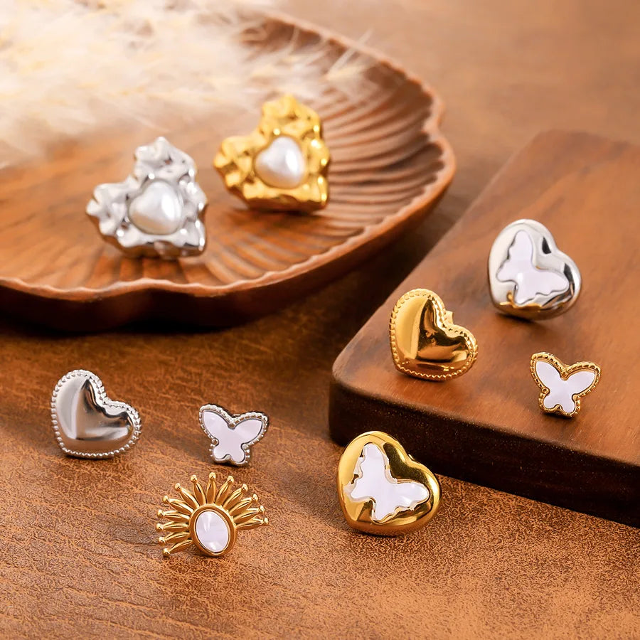 Vintage Sunflower Half Stud Earrings