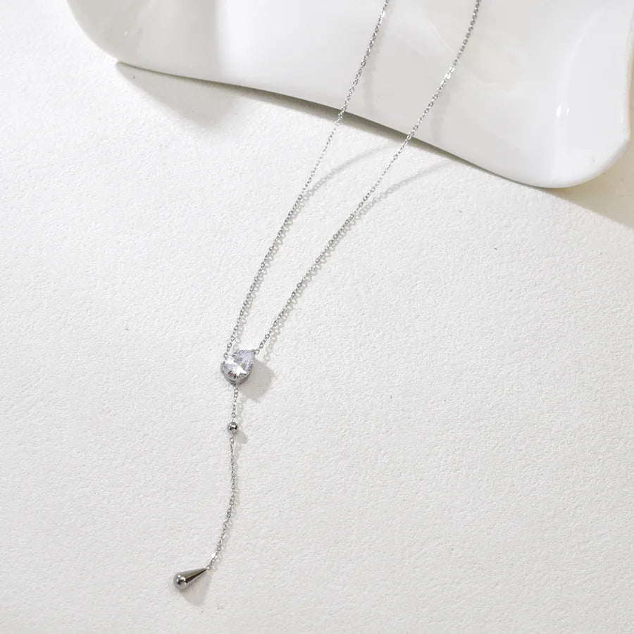 Gold Cross Tassel Necklace – Zircon & Stainless Steel