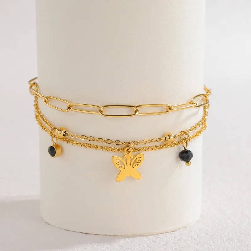 18K Gold Butterfly Bracelet for Women