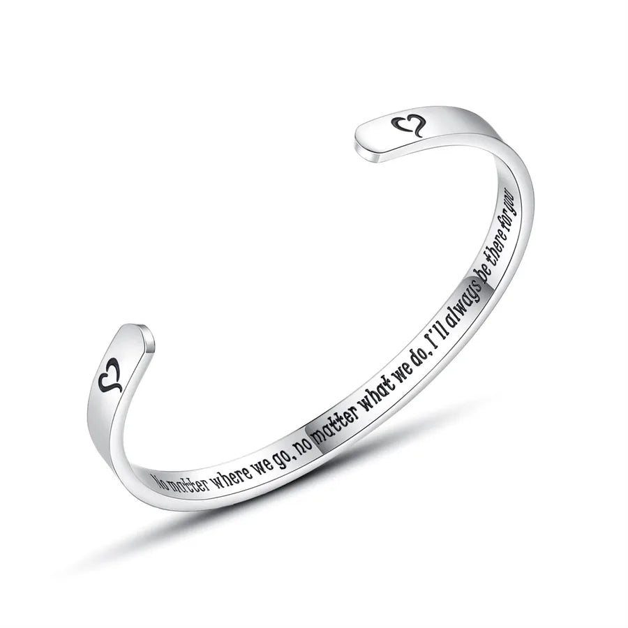 Retro Heart Stainless Steel Bangle 57-No Matter Where We Go_ No Matter_
