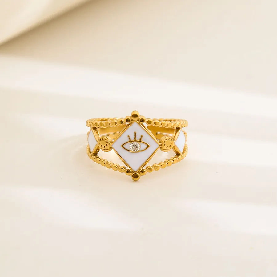 Unisex Gold-Plated Enamel Open Ring 166