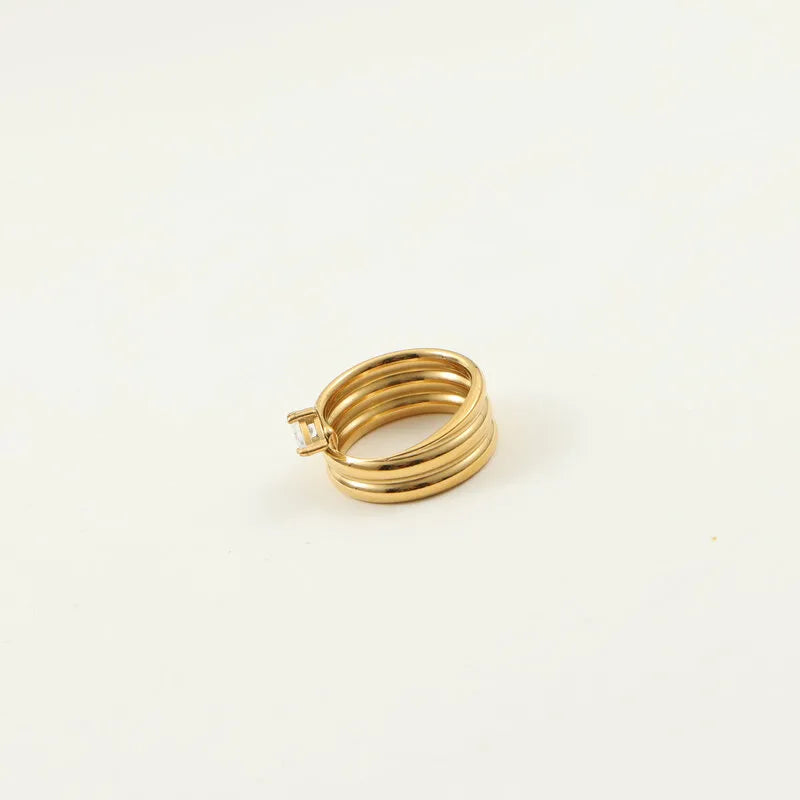 18K Rose Gold Titanium Steel Zircon Ring