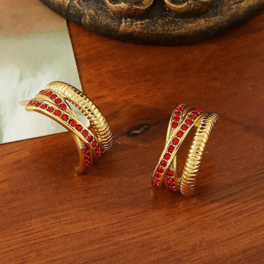 Gold Plated Zirconia C-Shaped Titanium Earrings